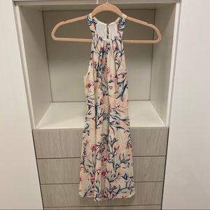 Express Pink and Blue Floral Printed Halter Dress